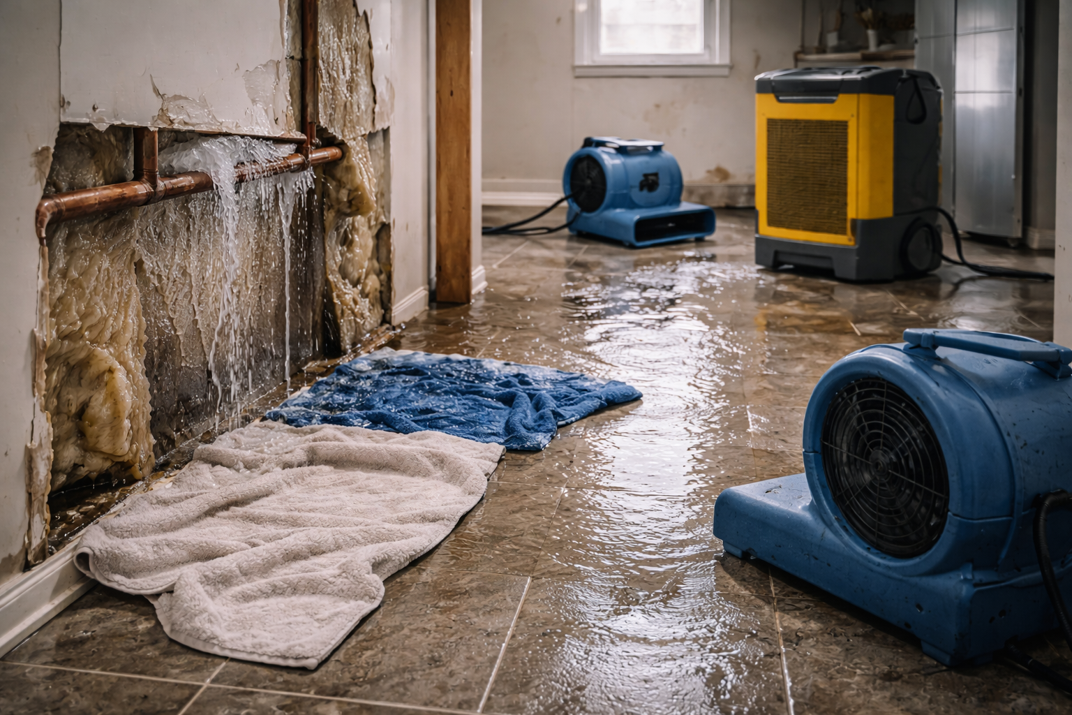 Frozen and burst pipe damage