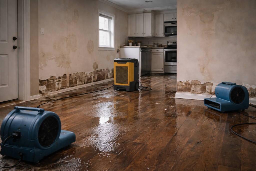 Water damage being documented for an insurance claim in Pennsylvania.